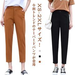 バックのみゴム スラックスパンツ キレイめ シンプル カジュアル 9分丈パンツ テーパードパンツ レディース 無地 薄手 通勤 テーパード オフィス OL ボトムス 大きサイズ 春 夏 秋#dkhsh592102