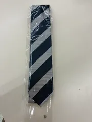 ネクタイ④【新品・未使用　ネイビーとシルバーのストライプ】