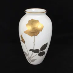 2758 大倉陶園　OKURA　金蝕薔薇文　花瓶 金蝕バラ 36cm花器