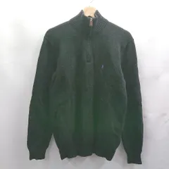 ◇ ⊇ Polo by Ralph Lauren ロゴ刺繍 ワンポイント ハーフジップ 長袖 ニット サイズM ブラック レディース E  【1504240022338】