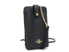 ■新品同様■ COACH コーチ C6884 レザー クロスボディ ショルダーバッグ スマホショルダー 斜め掛け レディース ブラック系 BK9006