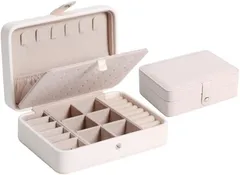 UQ商事 大容量 ジュエリーボックス PUレザー コンパクト収納 ネックレス ピアス リング収納 防水ケース 耐久 プレゼントに最適ホワイト(ホワイト)