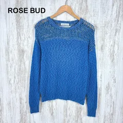 ROSE BUD COUPLES ローズバッドカップルズ ラメ入り リネンブレンド 透かし編み ニット レディース トップス ブルーのサムネイル