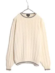 【お得なクーポン配布中!】 90s J CREW コットン ケーブル ニット セーター メンズ L 90年代 オールド ジェイクルー 巨人タグ クルーネック ヘビーウェイト ナチュラル