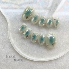 ネイルチップ チップ 水色 チークネイル ちゅるん うるうる