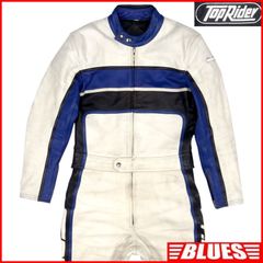 TOP RIDER トップライダー　バイク用　レザー革ツナギ　ホワイト　ブラック TOP Rider トップライダー 南海部品 ナンカイ レザーレーシング