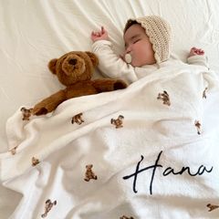 ［teddy bear ］ナチュラル 名入れ ブランケット