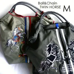 正規品 BALL＆CHAIN ボールアンドチェーン バッグ エコバッグ ショッピングバッグ 2way トート ショルダー Mサイズ TWIN HORSE 紋章 エンブレム ホース 馬 ウマ グレー