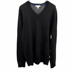 古着 ギャップ GAP 薄手 ニット セーター Vネック 無地 長袖 ロングスリーブ プルオーバー ウール100% M ブラック 黒 メンズ