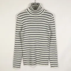 クレージュ ウール混 タートルネック ボーダー リブニットプルオーバー