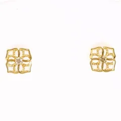 アガット　K10YG　ピアス　earring　ダイヤ　0.01×2　総重量約0.4g