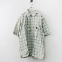 カールヘルム Karl Helmut スパニエル刺繍 ネーム使い チェックジッププルオーバーシャツ L/ライトブルー 犬 メンズ【2400013793124】