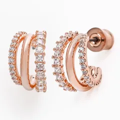 スワロフスキー SWAROVSKI ピアス Hyperbola フープピアス クリア ローズゴールド レディース 5698702