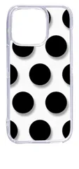【新品未使用】iPhone15 Pro アイフォン15プロ クリア ハードケース ドット柄 水玉 (ブラック) スマホケース カバー cl-ip15pro-dotbig-03