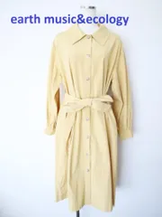 earth music&ecology　アースミュージックアンドエコロジー　ロングシャツワンピース　F　くすみイエロー　Yellow　ベルト取り外し可　送料込み　6459036