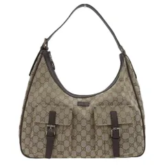 【本物保証】 超美品 グッチ GUCCI GGキャンバス ロゴ ワンショルダーバッグ 114266 2123 ベージュ ブラウン