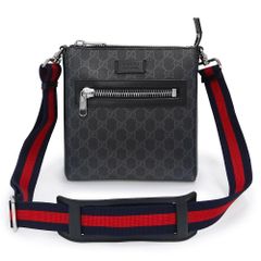 グッチ スモール メッセンジャー ショルダーバッグ 斜め掛け GGスプリームキャンバス レザー ブラック 黒 シルバー金具 523599 GUCCI（未使用　展示品）