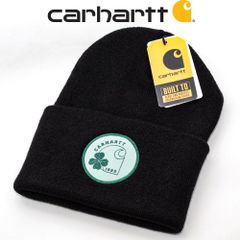 ニットキャップ 帽子 メンズ カーハート Carhartt Knit Shamrock Patch Beanie ブラック 105690-001 ビーニー USA ワークウェアブランド