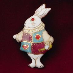 【UncleZ】　七宝焼き　ブローチ 不思議の国のアリス風うさぎ