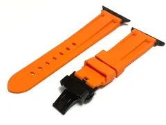 オレンジブラック★アップルウォッチ用　特殊処理済み　ラバーバンド　Apple Watch カスタム　ベルト　
38mm 40mm41mm42mm 44mm 45mm 49mm ウルトラ　SE SE2 ultra 全サイズ在庫あり

