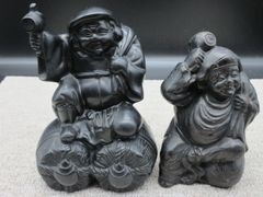 那智黒 石細工 恵比寿様 大黒様 彫刻 置物 七福神 縁起物 開運 招福