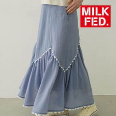 スカート ミルクフェド MILKFED レディース RANDOM LACE SKIRT 103252032002 MILKFED milkfed ブルー 水色 青 フレアスカート ウエストゴム おしゃれ ブランド ロングスカート レース おしゃれ 可愛い