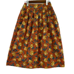 green label relaxingグリーンレーベルリラクシング ユナイテッドアローズ 花柄 ギャザースカート size36/オレンジブラウン系