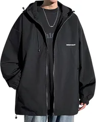 WEARBIE ウェアビー 男女兼用 撥水加工 マウンテンパーカー アウトドア 防風 雨 アウター 軽量 防寒 春夏 秋冬 ジャンパー おしゃれ 上着 ライトアウター ウインドブレーカー アノラック ジャケット 羽織り(ブラック,  M)