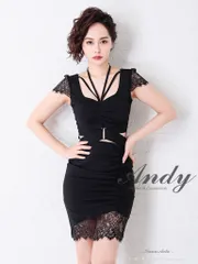 ブラック[OK2353-B-2107]【ANDY/アンディ】カットアウト/ ワンカラー/ タイト/ タック/ ミニドレス/ キャバドレス