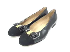 Salvatore Ferragamo フェラガモ ヴァラリボン スエード×パテントレザー ヒール パンプス サイズ 6 (約23.0cm) 靴 ブラック系 DH8066