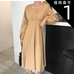 種類1：ブラック/S トップス スカート プルオーバー フレアワンピース 膝丈 ひざ丈 膝下 袖あり 長袖 絞り袖 ドロップショルダー スクープドネック スリム Aライン プリーツ ハイウエスト ボタン 大人可愛い きれいめ シンプル 大人 上品 おしゃれ レ