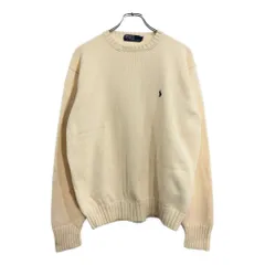 Polo by Ralph Lauren ポロ ラルフローレン ワンポイントロゴ コットンニット セーター アイボリー(メンズ M)中古 古着 V0613