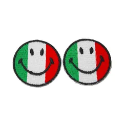 ワッペン アイロン ミニサイズ 2枚セット にこちゃん スマイル イタリア 国旗 2P アップリケ わっぺん 小さい アイロンで簡単貼り付け