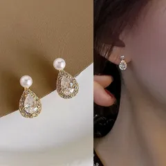キラキラ☆小さな雫のイヤリング☆パールジルコニア滴しずくドロップフォーマル高見え