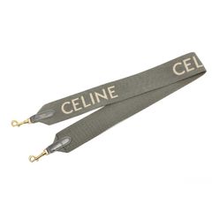 セリーヌ / CELINE　ジャカード ロングストラップ / ショルダーストラップ　49S012AEP.09GW　ウール/レザー　グレー/ホワイト 【中古】 商品番号 S-158469