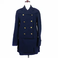 クリスチャンラクロワ CHRISTIAN LACROIX BAZAR セットアップ スーツ 上下 テーラードジャケット 台形スカート ミニ 薄手 ウール 無地 38 36 紺 ネイビーのサムネイル
