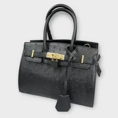 【美品】 オーストリッチ 2wayハンドバッグ 牛革 ハンドバッグ ショルダーバッグ ブラック 型押し