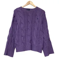 美品 POLO RALPH LAUREN ポロラルフローレン カシミヤブレンド ケーブルニット プルオーバー セーター サイズS パープル レディース 古着 中古 USED