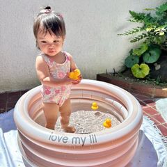 ビニールプール  ストライプ ボーダー ピンク ラウンドプール 70cm くすみカラー 韓国風 おしゃれ Love my lil ラブマイリル