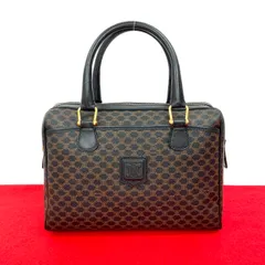極 美品 CELINE セリーヌ ヴィンテージ マカダム ブラゾン ロゴ 柄 レザー 本革 ハンドバッグ ミニ ボストンバッグ ブラック 27215