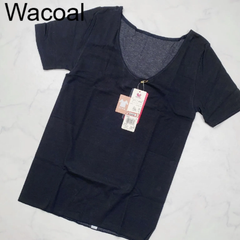 【新品タグ付き】Wacoal　ワコール　インナー　3分半袖　L　ランジェリー　下着ㅤBL　ブラック　シンプル　ワコールあったか研究所　プレゼント　ギフト