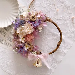 【24時間以内発送】毎年飾れる！パープルのお花たっぷりのクリスマスリース