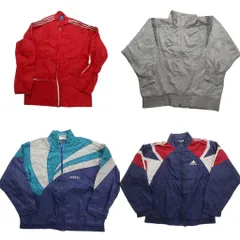 【B品】古着卸 まとめ売り アディダス オールド ジャケット 4枚セット (メンズ M ) 80’s 90’s マルチカラー ナイロン 中古 古着 NC4301