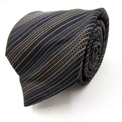 シャルル・ジョルダン ブランド ネクタイ ストライプ柄 ドット シルク PO  メンズ ネイビー CHARLES JOURDAN 【中古】