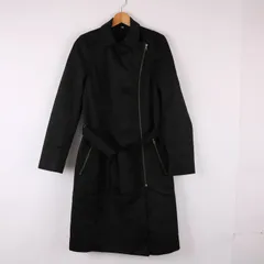 無印良品 トレンチコート ロングトレンチ 無地 アウター 黒 レディース 38サイズ ブラック MUJI 【中古】