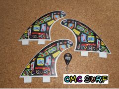 CMC SURF オリジナルプリント　FCS M-5 TRI FIN SET　白ベースセット 新品