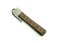 ■極美品■ COACH コーチ シグネチャー キャンバス×レザー 携帯ストラップ キーホルダー チャーム  ブラウン系 DJ4276