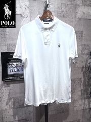美品 ポロラルフローレン 正規品 ソフトな 半袖 ポロシャツ M CUSTOM FIT メンズ 白 ホワイト ポニー ワンポイント POLO RALPHLAUREN