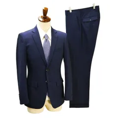 オリヒカ 2つボタン シングルスーツ 袖口4つボタン Y5 M ダークネイビー ストライプ ノータック ストレッチ 春夏 1527101 5NI008 【送料無料】【中古】【メンズビジネス】202509