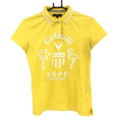 ★特価★キャロウェイ 半袖ポロシャツ イエロー×白 パイル地 ロゴプリント  レディース L ゴルフウェア Callaway